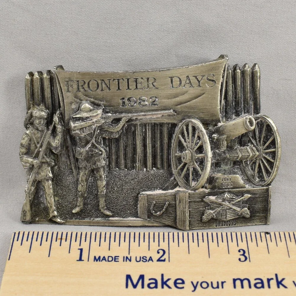 Vintage Belt Buckle 1982 Frontier Days Historic Fort Dodge Dragoons USA Siskiyou